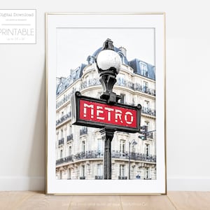 Classic Paris Metro Station Sign Photo Print, Paris Art Print, Paris Decor, Large Wall Art, Vintage Poster, Retro Art, Black and White Decor