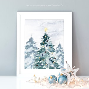 Watercolor Christmas Tree Print: Winter Forest Holiday Art (Digital Download)