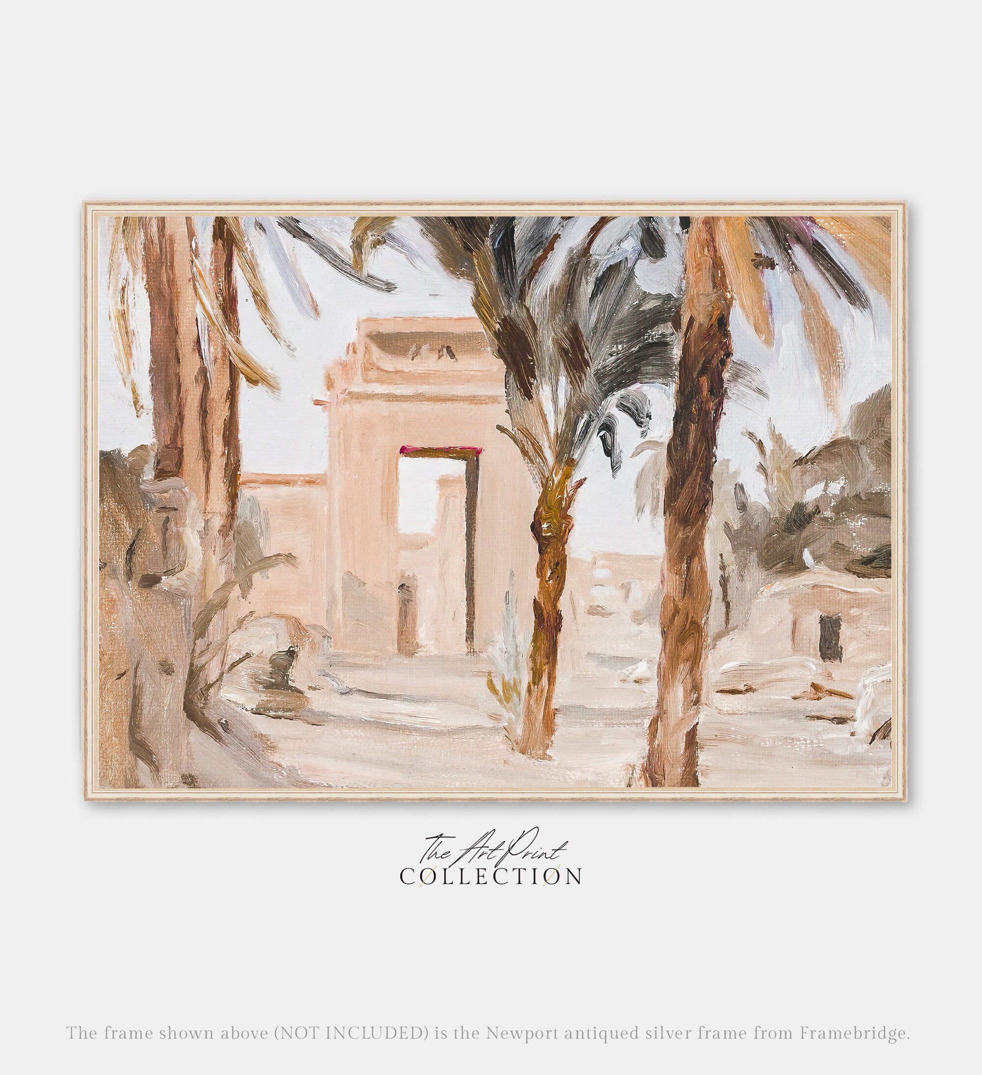 Desert Architecture Neutral Art Print, Vintage Moroccan Painting, Boho Marrakech Wall Art, Downloadable Print, Printable Art