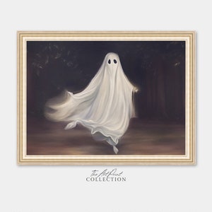 Geist in einem dunklen Wald, Vintage Poster, druckbare Kunst, Dark Academia, Spukender Geist, Halloween-Dekor