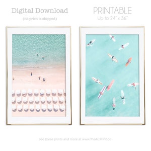 Coastal Wall Art Set Of 2 Prints, Aerial Beach Prints, Surf Print, Set Of 2 Aerial Beach Wall Art, Photography Beach Decor, Waves Print