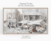Samsung Frame TV Art, Flower Market Vintage Watercolor Painting, Antique European City Scene DIGITAL Art