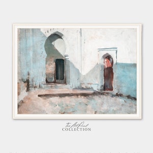 Vintage Moroccan Architecture Painting, Kitchen Shelf Print Digital PRINTABLE, Boho Art Print, Grandmillennial Style
