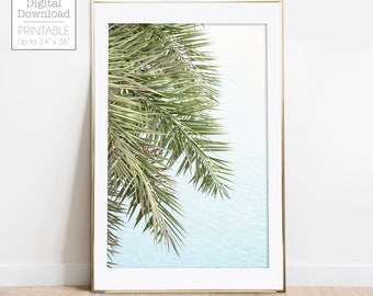 Palm Tree Print, Pastel Beach Print, Tropical Palm Tree Photography, Printable Beach Wall Art, Coastal Wall Decor, DIGITAL DOWNLOAD