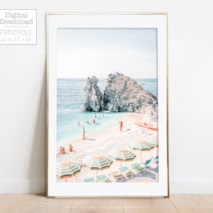 Italienische Riviera Strand Poster, Monterosso al Mare, Cinque Terre Italien Kunstdruck, Italienische Strand Foto