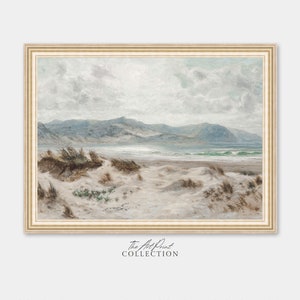 Rustic Coastal Vintage Painting, Vintage Beach Art Print, Antique Seaside PRINTABLE Digital