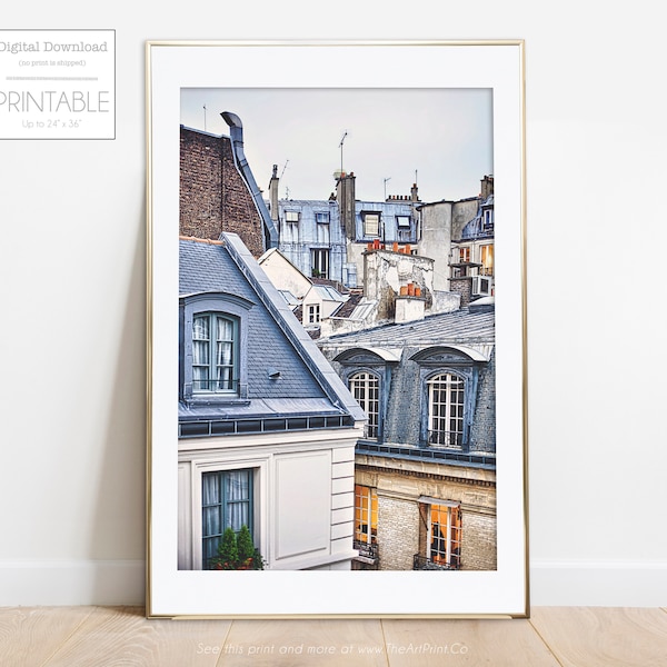 Downloadable Paris Photography Print, Paris Rooftops Print, Printable Paris Poster, Digital Download