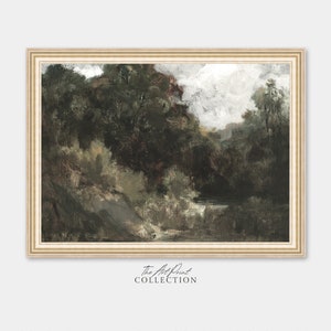 Printable Moody Country Landscape Painting, Vintage Wall Art, Digital Download