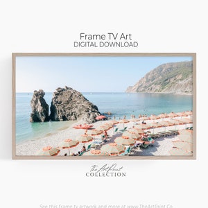 Frame TV Art, Summer Beach Print, Beach Umbrellas, Italian Beach Print, Italy Beach Photo, Digital Download for Samsung Frame TV