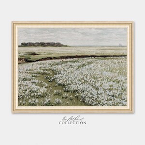 Spring Meadow Painting, Vintage Landscape Print, Country Field PRINTABLE Digital Download