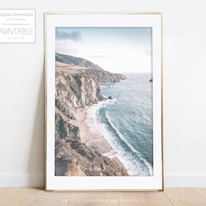 Große Strand-Druck California Poster Küstenwand-Dekor Digitaler Download Kunst 24x36 Print Beach Cottage Dekor Sea Poster Luftbild Stranddruck