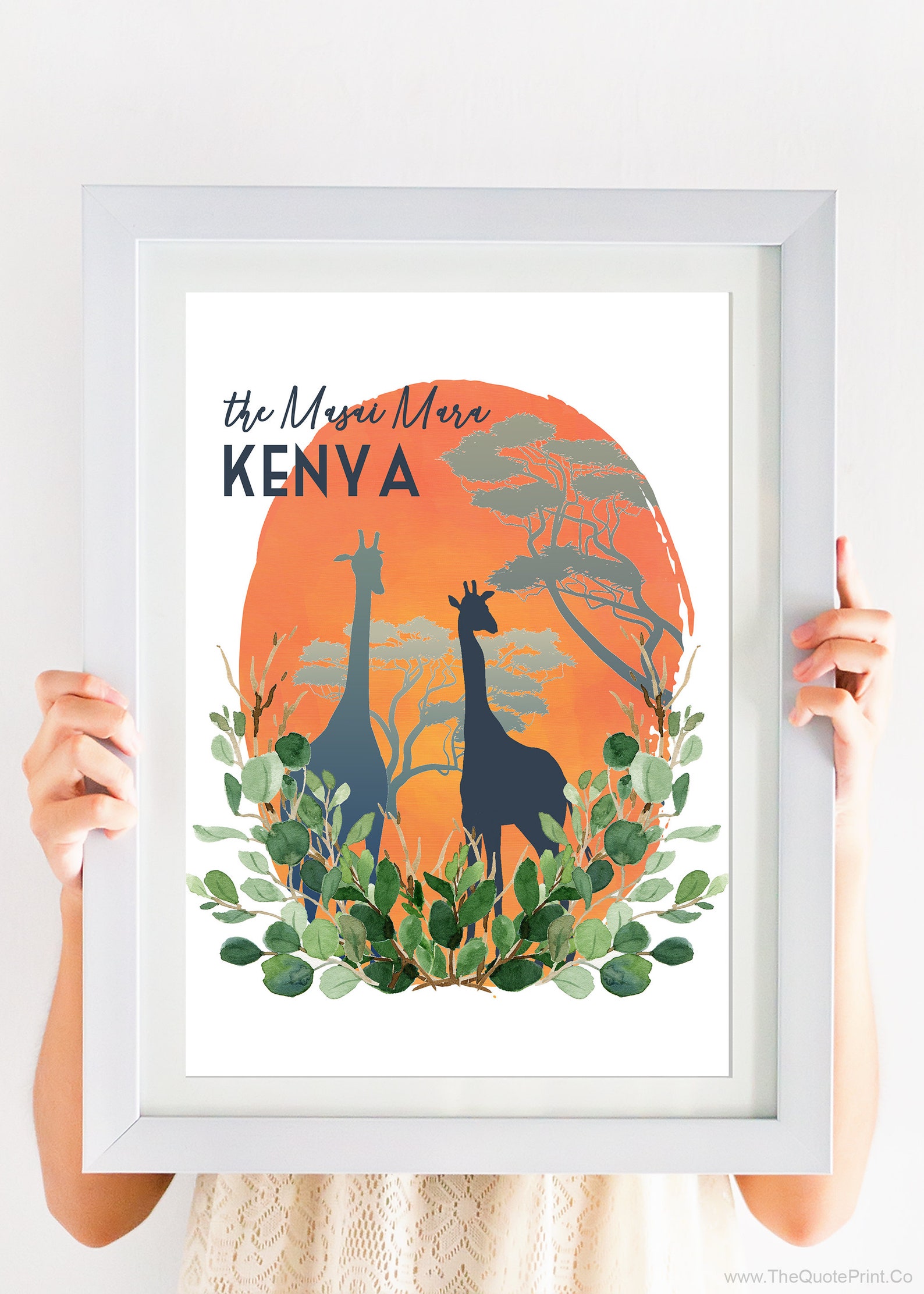 Kenya Art Print Kenya Watercolor Poster Sunset Safari Etsy