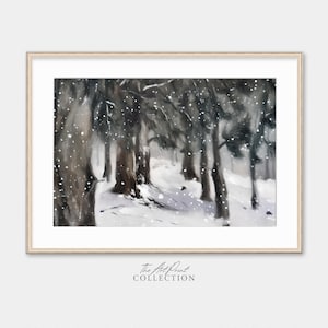 Winter Forest Painting: Snowy Evergreen Trees Vintage Print (Digital Download)