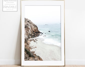 Coastal Print PRINTABLE WALL ART Ocean Wall Art California Photography Light Blue Boho Beach Printable Ocean Waves Print Instant Download