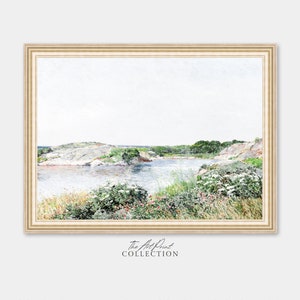 Landscape Painting with Lake, Vintage Nature Print Downloadable PRINTABLE
