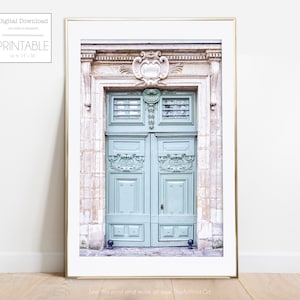Paris Print, Pale Blue Door Photograph, Paris Wall Art, Prints, Printable DIY Art, Travel Photography Printable Art