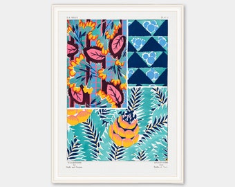 Boho Wall Art, Vintage Textile Art, Textile Pattern Wall Print, Turquoise DIGITAL PRINTABLE, Downloadable Art Print, Large Statement Art