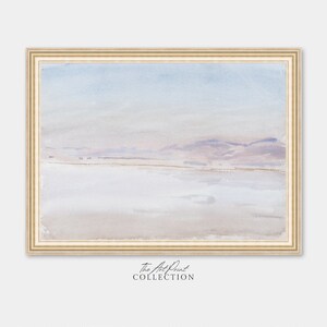Vintage Print Pastel Beach, Muted Seascape Painting, Coastal Farmhouse, PRINTABLE