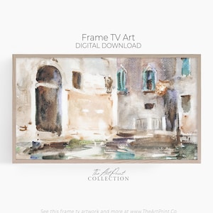 Samsung Frame TV Art, Venice Canal Painting, Vintage Neutral Italy Wall Art DIGITAL