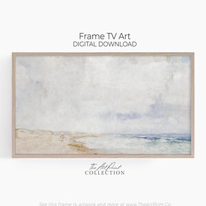 Coastal Landscape Painting for Frame TV: Neutral Beach Art (Digital Download)