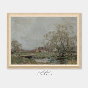 PRINTABLE Landscape Art, Vintage Print Country Landscape Painting, Digital Download