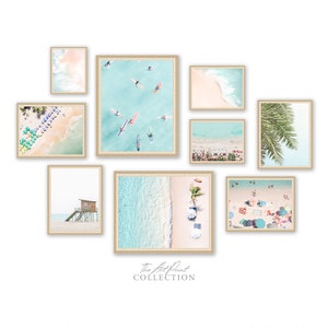 Aerial Beach Gallery Wall Print Set, Surf Prints, Set Of 9 Aerial Beach Prints, Coastal Wall Art Set, Gallery Wall Beach Decor