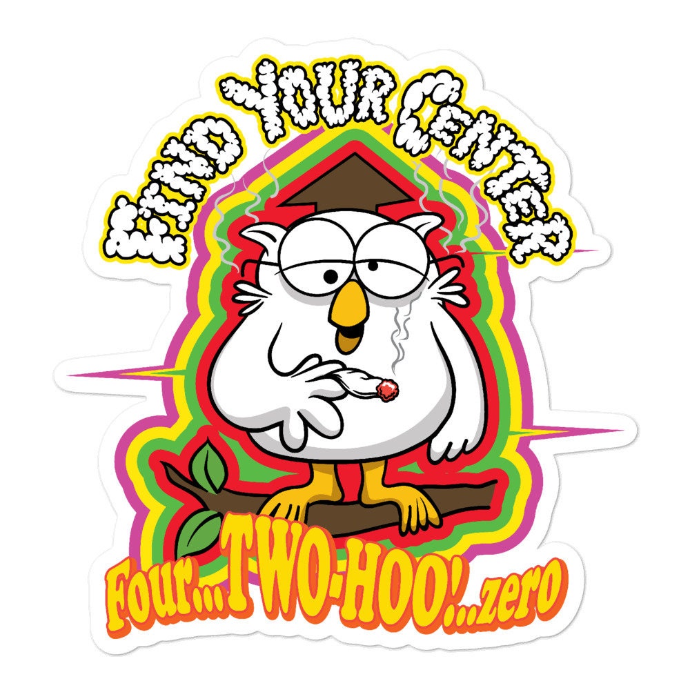Weed Smoking Bird Stickers, Owl Cartoon Parody Decals, Kiss Cut