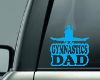 Gymnastics Dad CUSTOM Car Decal, Gymnastics Rings Decal, Male Gymnast Decal, High School Gymnastics Mom Decal, Vinyl Car Decal