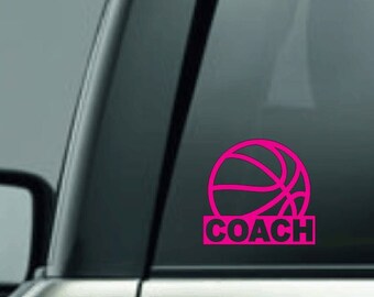 Basketball Coach Vinyl Decal, Custom Basketball Decal, Girls Basketball, Boys Basketball, Personalized Basketball Team Coach Vinyl Decal