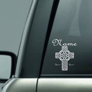 Personalized Car Memorial Car Decal, Custom Name Vinyl Decal, In Loving Memory Vinyl Decal, Celtic Cross Decal, Loving Memory Custom Name