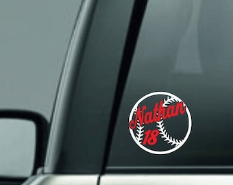 Personalized Baseball Car Decal with Player Name and Jersey Number, Custom Name Vinyl Sticker, Baseball Mom, Baseball Dad CUSTOM Vinyl Decal
