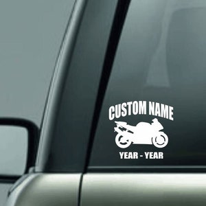 Personalized Car Memorial Car Decal, Custom Name Vinyl Decal, In Loving Memory Vinyl Decal, Motorcycle Car Decal, Loving Memory Custom Name