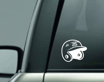 Custom Baseball Helmet Vinyl Decal with Number, Helmet Sticker, Jersey Number, Personalized Helmet Sticker with Baseball Number, CUSTOM