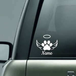Personalized Car Memorial Car Decal, Custom Name Vinyl Decal, In Loving Memory Vinyl Decal, Dog Angel Car Decal, Loving Memory Custom Name