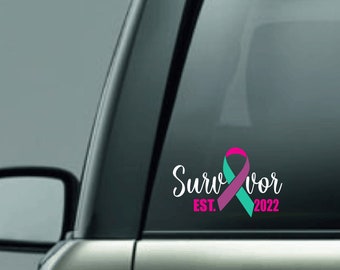 Thyroid Cancer Ribbon Car Decal, Thyroid Cancer Survivor Custom Decal, Cancer Ribbon Sticker, Thyroid Ribbon Custom Year Vinyl Car Decal