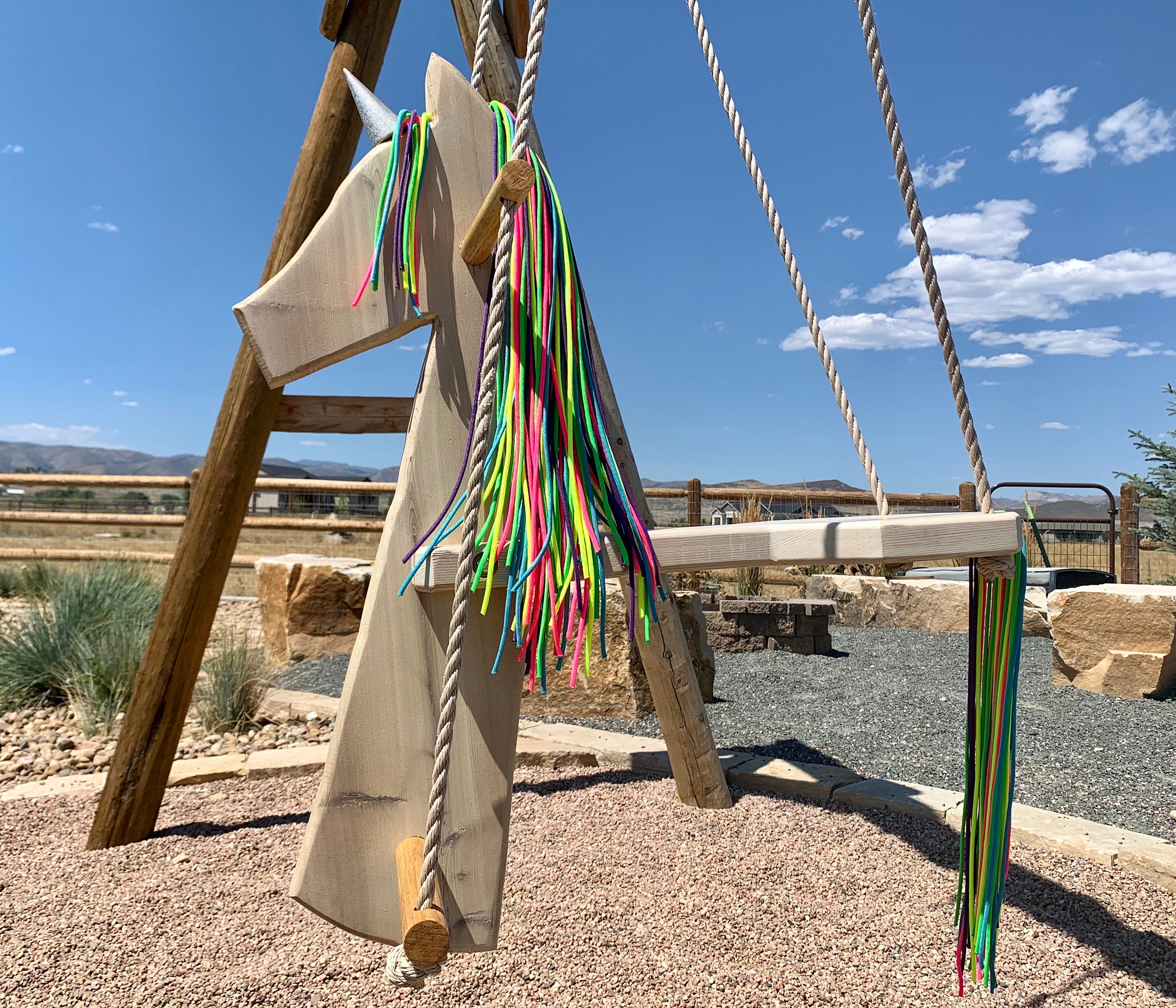 Cedar Unicorn Swing Etsy