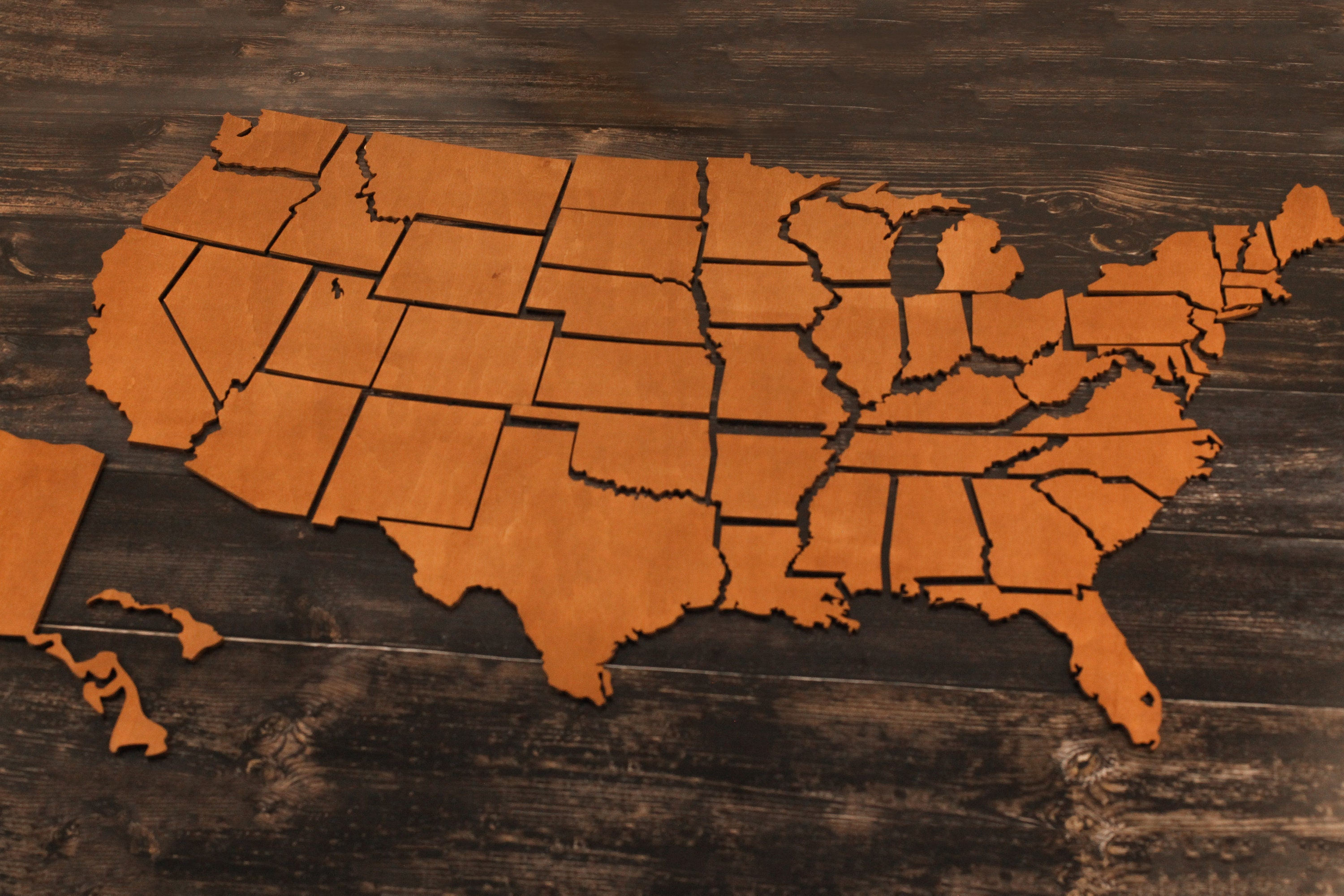 states travel map wood