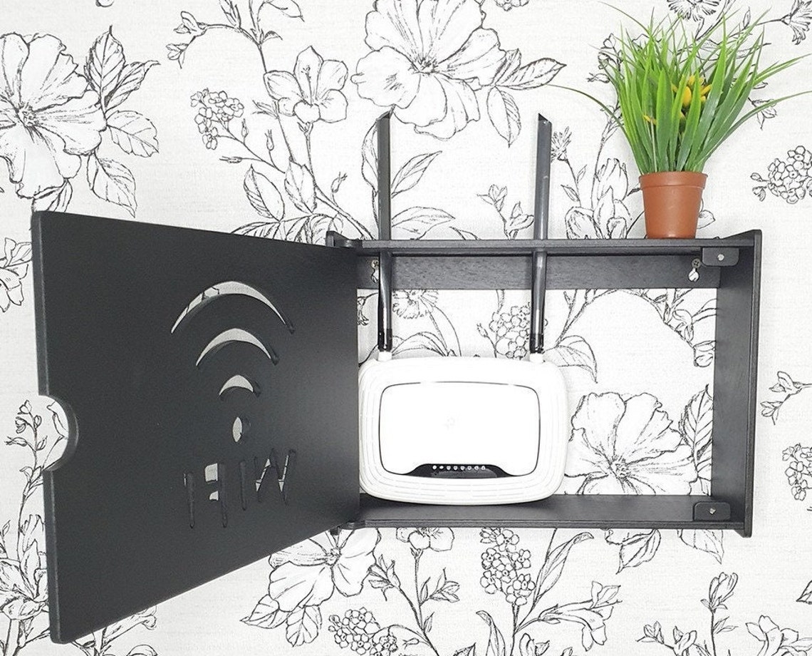 Modem Shelf Router Mount Router Shelf Wireless Storage Box Etsy