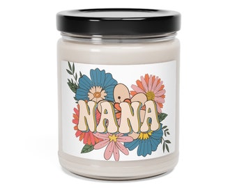 Retro Floral Nana Soy Candle Gift | Candle Gift for Nana | Scented Soy Candle, 9oz | Apple Harvest
