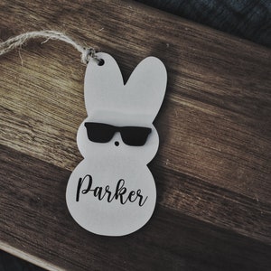 Personalized Easter Basket Tag | Custom Wooden Easter Tag - Engraved with a Name | Charming Bunny Shaped Wooden Easter Tag | Easter Basket