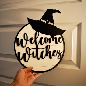 Welcome Witches Halloween Door Sign Decor image 2