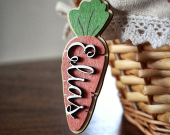 Personalized Wooden Carrot Easter Basket Name Tags | Easter Basket Tags | Easter Name Tag | Minimal Eater Basket Tags |  Kids Easter Tags