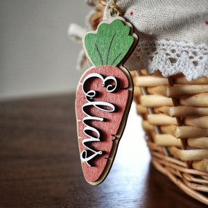 Personalized Wooden Carrot Easter Basket Name Tags | Easter Basket Tags | Easter Name Tag | Minimal Eater Basket Tags |  Kids Easter Tags