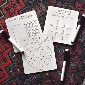 Valentine's Day Dry Erase Board Games | Tic Tac Toe, Hangman, Dots and Boxes | Alternative Valentines Basket Stuffers | Valentines Fun