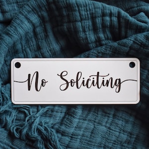 No Soliciting Sign, Calligraphy No Soliciting Sign, black and white sign, minimalist no soliciting sign
