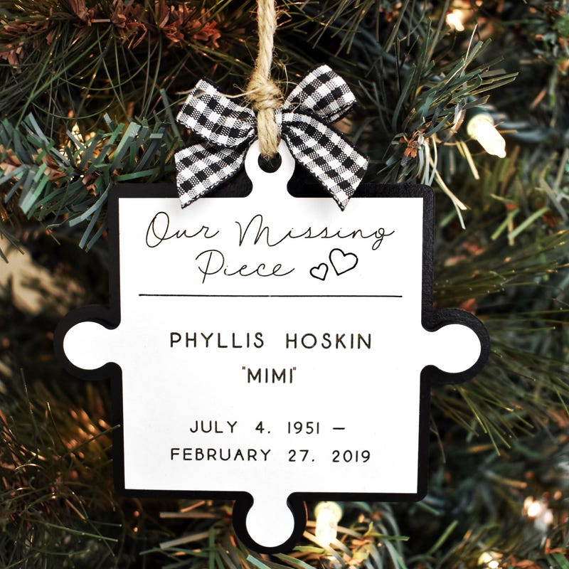 🎄Free Personalization🎄Our Missing Piece Memorial Ornament – Personalized Wooden Memorial Ornament Keepsake for Loved Ones Lost Berevement Gift
