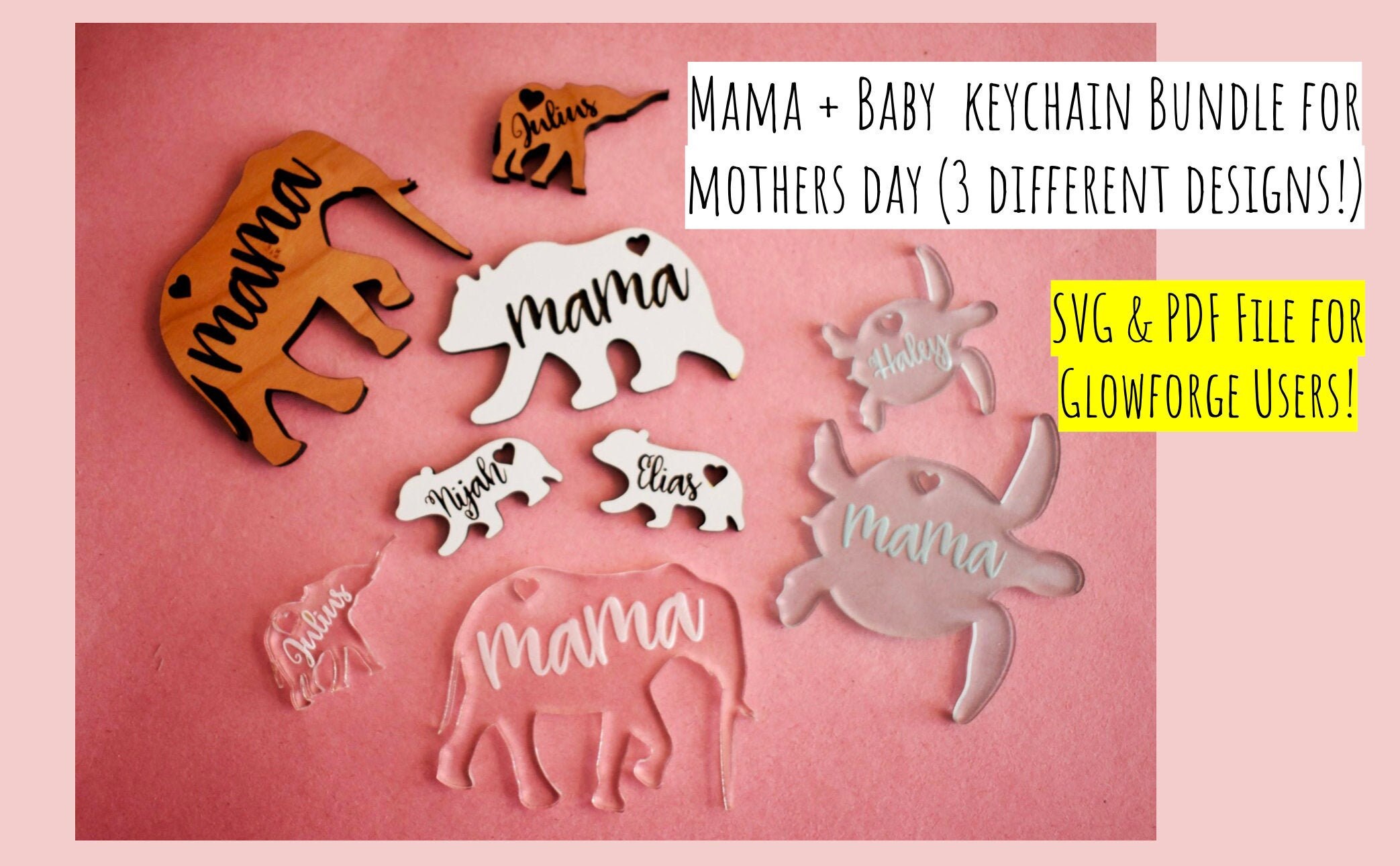 Download Customizable Mama Baby Keychain Bundle file for | Etsy