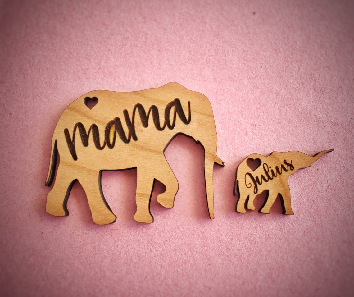 Download Two Piece Customizable Mama Elephant Keychain | Etsy