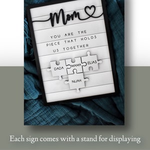 Custom Mothers Day Puzzle Sign Mom You are the Piece that holds us together Mothers day gift Personalized for Mom 2 16 Puzzle Pcs image 3