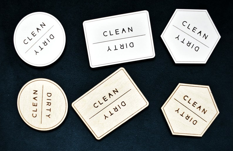 Dishwasher Clean/Dirty Magnet Laser Engraved Wooden Dishwasher Magnet Clean/Dirty Sign Indicator for Dishwasher image 9